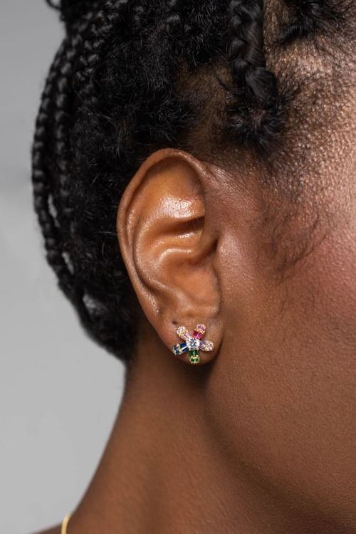 Brinco Flor Navetes Coloridas