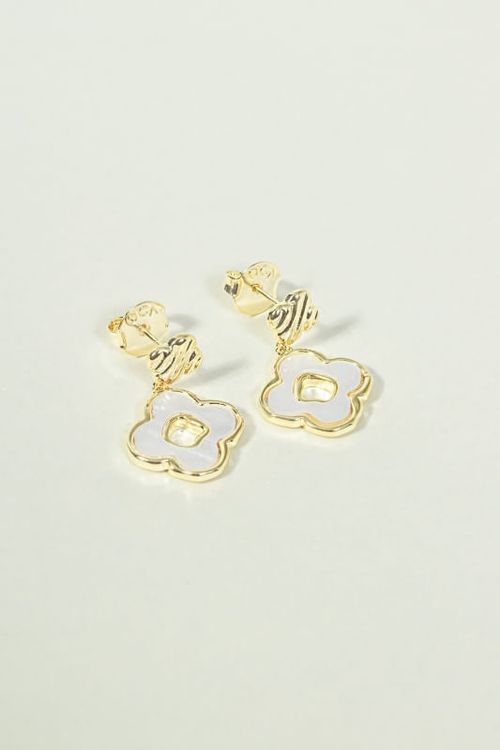 Brinco Duplo Trevo Madreperola