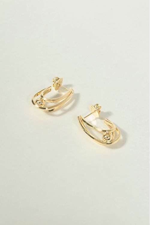 Brinco Argola Triplo com Detalhe