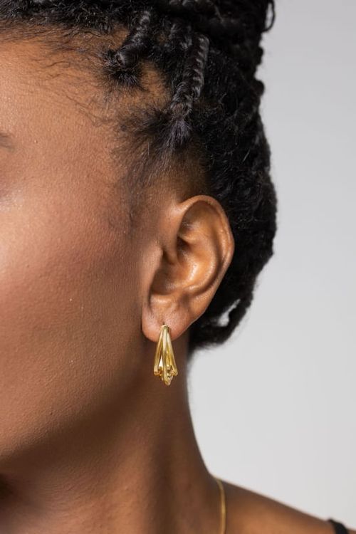 Brinco Argola Triplo com Detalhe