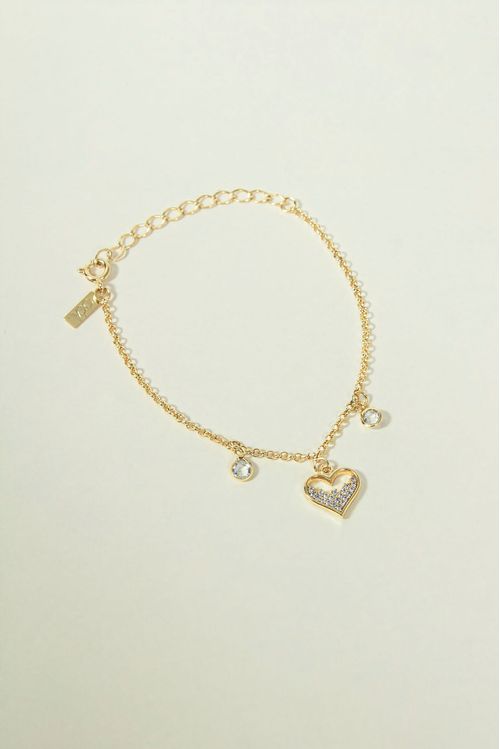 Pulseira Coração Cravejada e Pontos de Luz