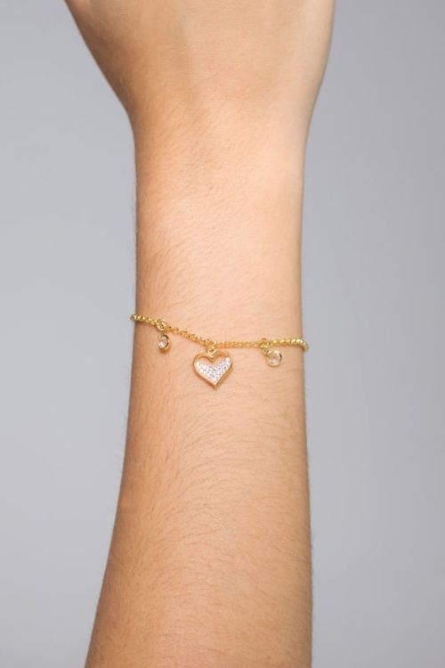 Pulseira Coração Cravejada e Pontos de Luz