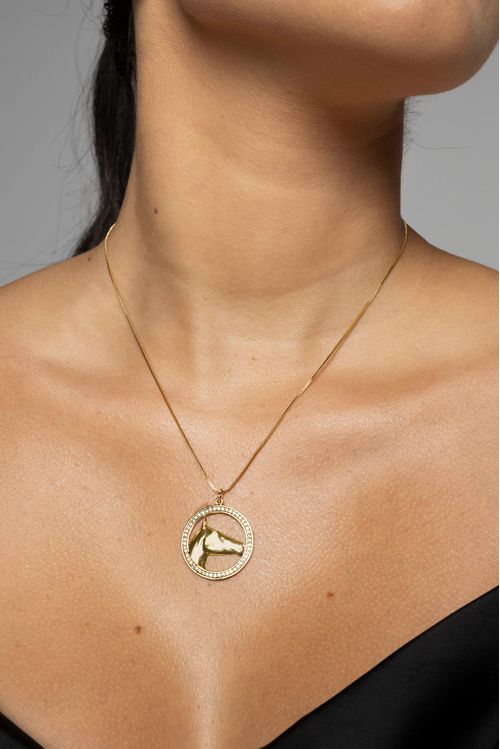 Pingente Cavalo Com Bordas Cravejadas