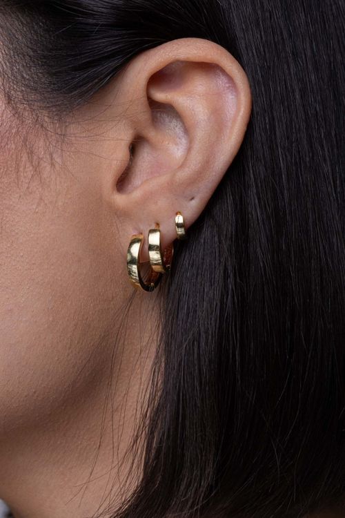 Trio De Brincos Argola Click Lisa