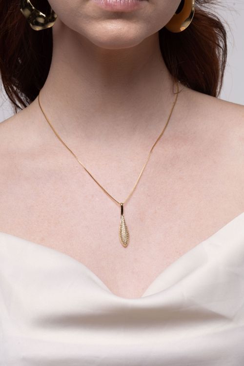 Colar Gota Alongada Cravejada