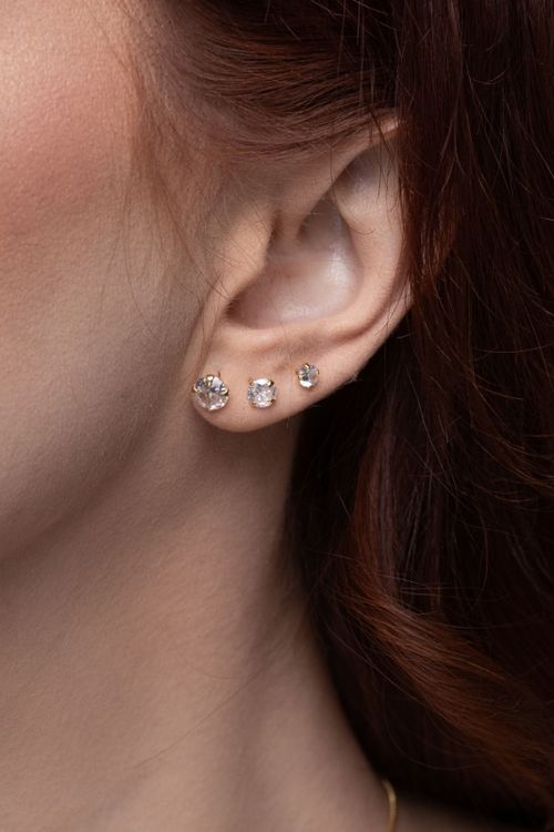 Trio De Brincos Pontos De Luzzircônia