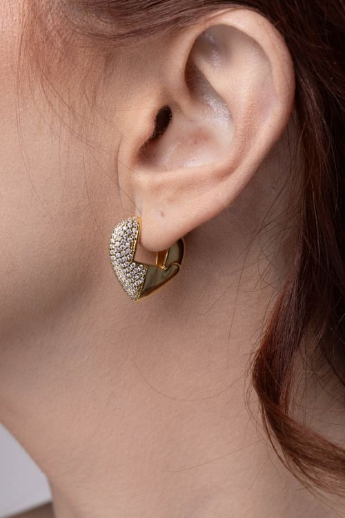 Brinco Argola Click Coração Cravejado