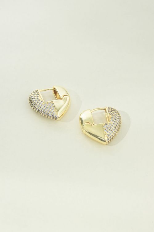 Brinco Argola Click Coração Cravejado