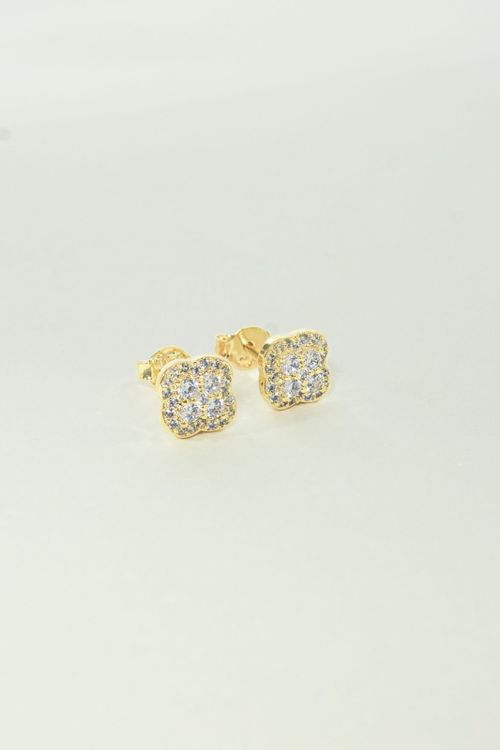 Brinco Flor Cravejada Com Zircônia