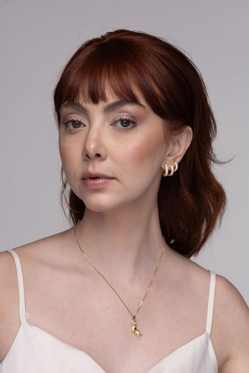 Trio De Brincos Argola Click Zircônias