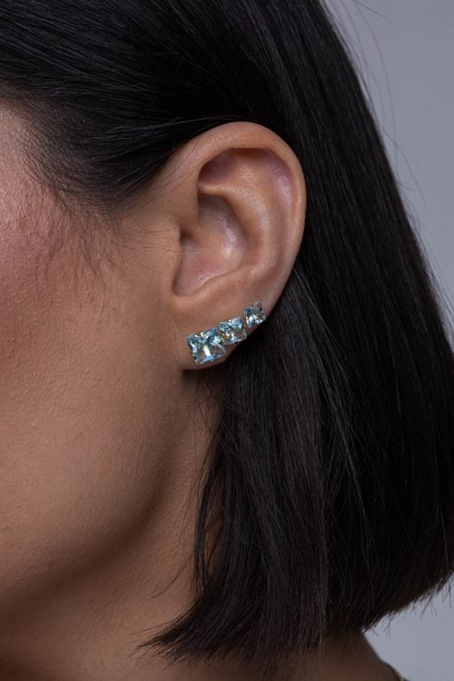 Trio De Brincos Zircônia Turmalina