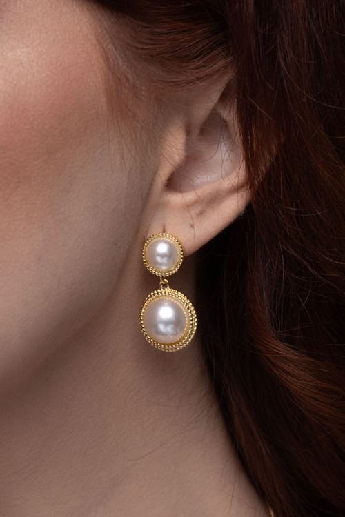 Brinco Duplo Com Pérolas