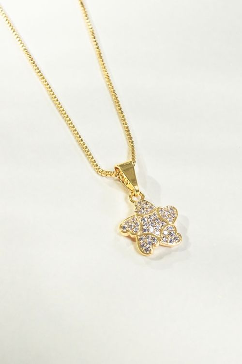 Colar Estrela Corações Cravejada