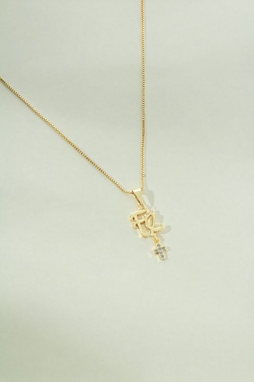 Colar Fé Com Cruz Cravejada