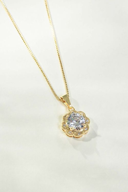Colar Flor Com Zircônia Cristal