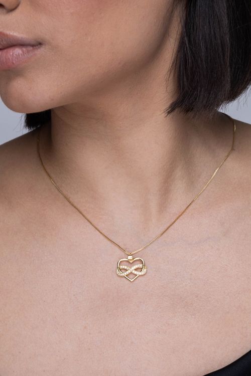 Colar Coração E Infinito Cravejado