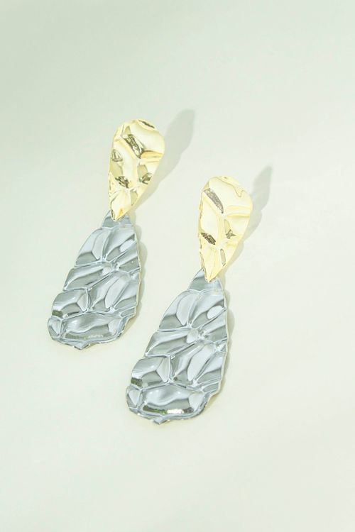 Brinco Gotas Marteladas Duas Cores