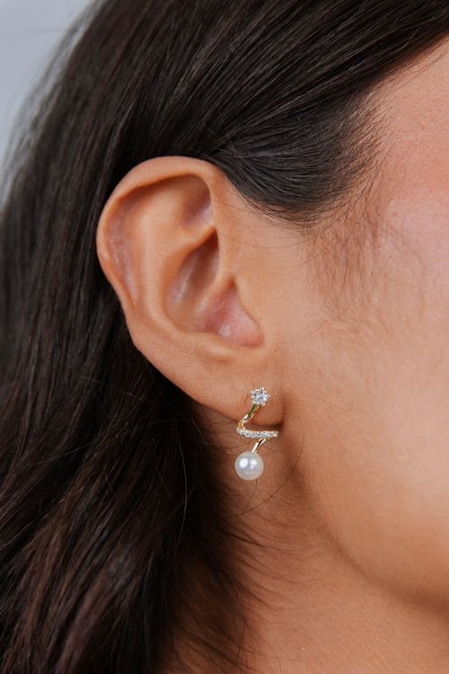 Brinco Zircônias E Pérola