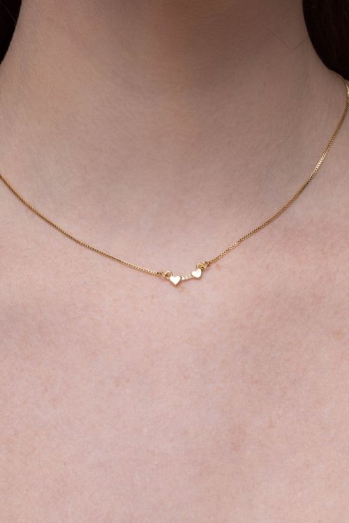 Colar Corações Com Zircônias