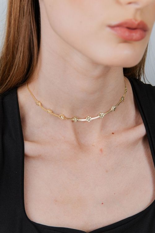 Choker Fita Com Flores