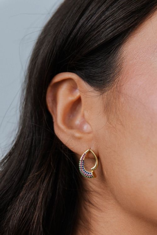 Brinco Gota Vazada Com Pedrascoloridas