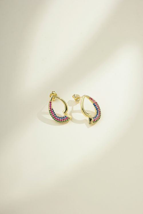 Brinco Gota Vazada Com Pedrascoloridas