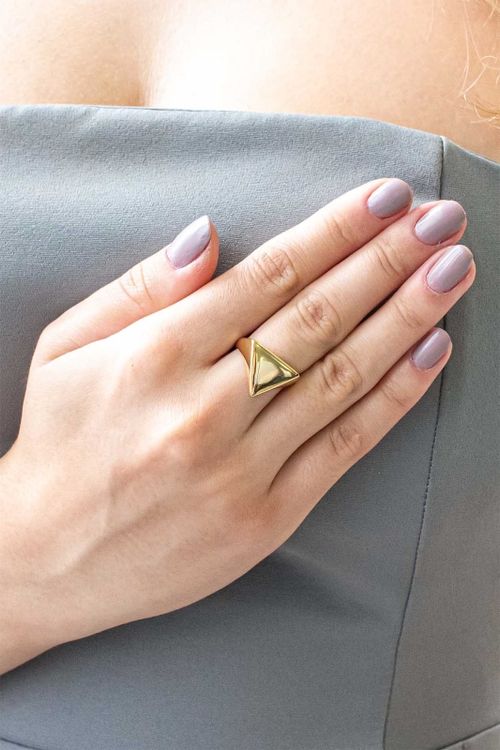 Anel Ajustável Liso Formato Triângulo