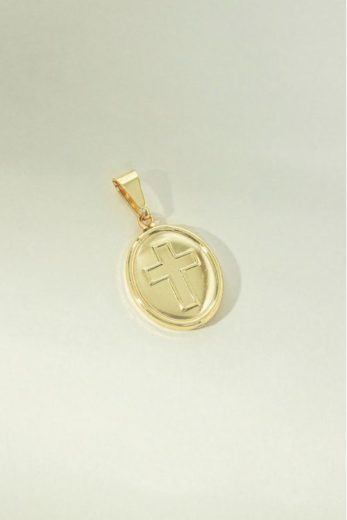 Pingente Dupla Face Perpétuo Socorro E Crucifixo