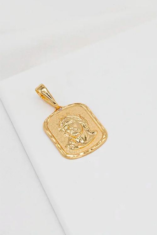Pingente Retangular Com Face De Cristo 3d