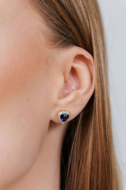 Conjunto Coração Azul Cravejado