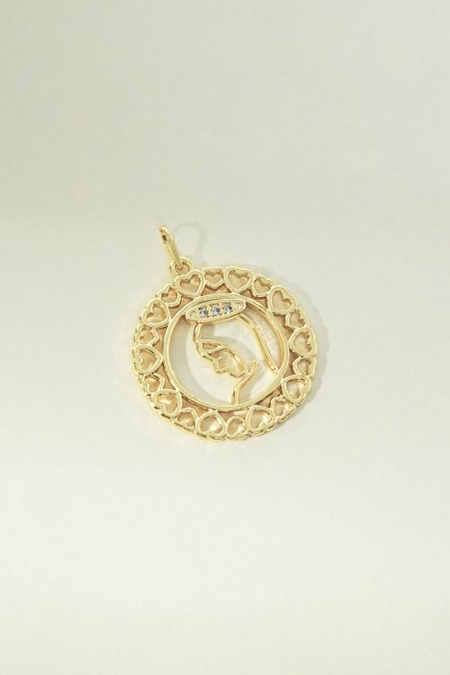 Pingente Nossa Senhora Do Silêncio Corações Zircônias