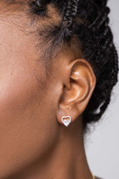 Conjunto Coração Cravejado Com Zircônia