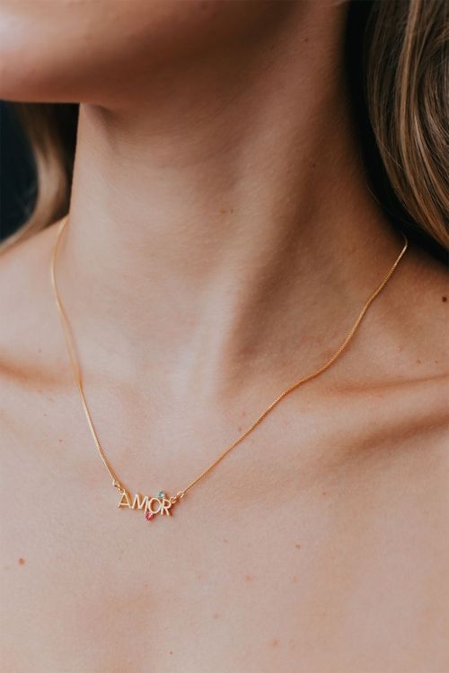 Colar Amor Pedras Coloridas