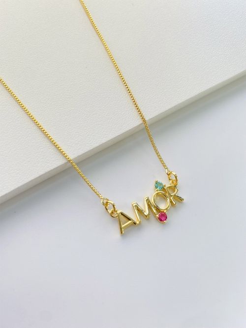 Colar Amor Pedras Coloridas