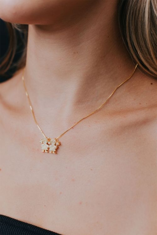 Colar 2 Meninas Cravejado Zircônias