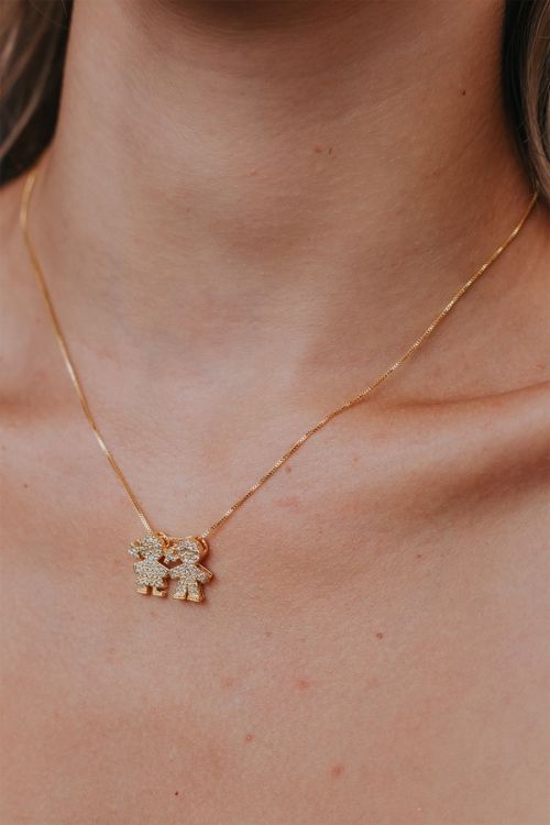 Colar Menina E Menino Cravejado Zircônias