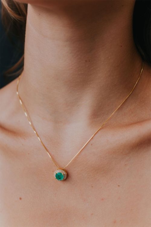 Colar Pedra Verde E Zircônias