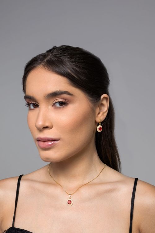 Conjunto Texturizado Com Zircônia Vermelha