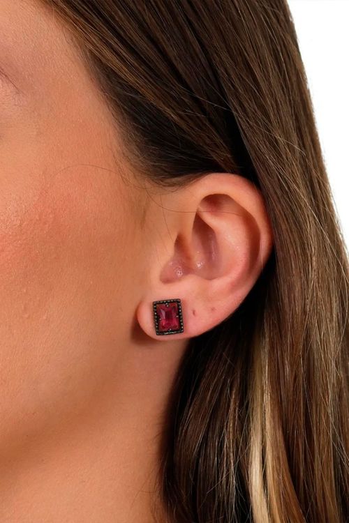 Brinco Retangular Ródio Negro