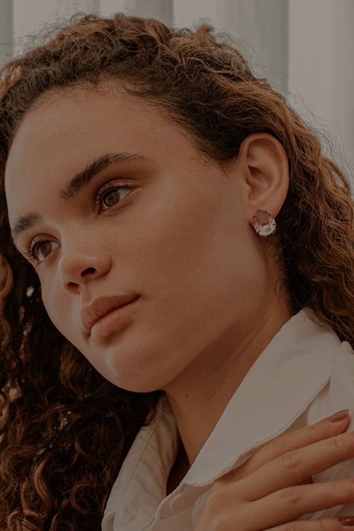 Brinco Gota Rosa Ródio Negro