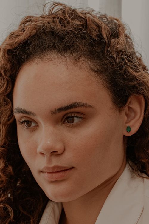 Brinco Gota Verde Ródio Negro