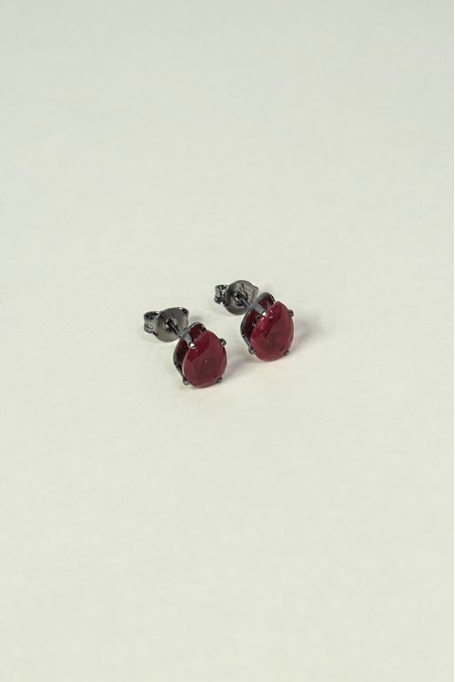 Brinco Gota Rubi Ródio Negro