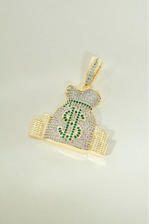 Pingente Saco De Dinheiro Cravejado