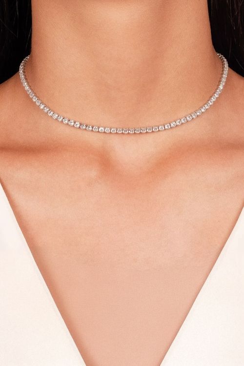 Choker Riviera Cristal Ródio Branco