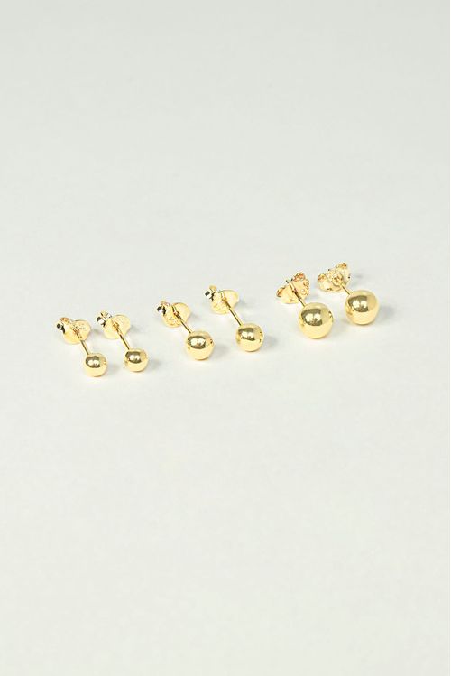 Trio De Brincos Bolinha Lisa