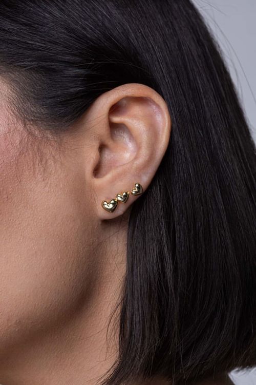 Trio De Brincos Coração Liso