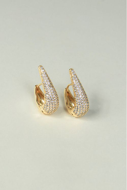 Brinco Argola Click Gota Cravejado