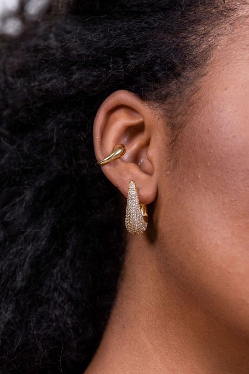 Brinco Argola Click Gota Cravejado