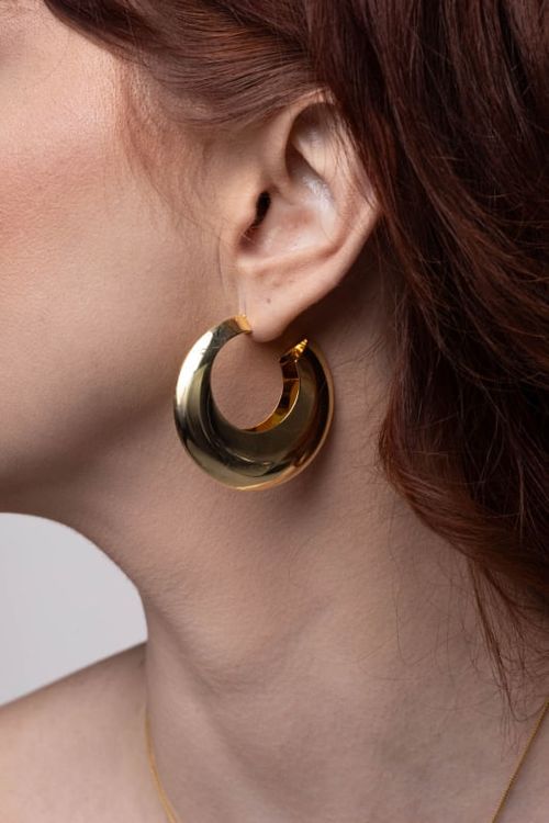 Brinco Argola Meia Lua Abaulada