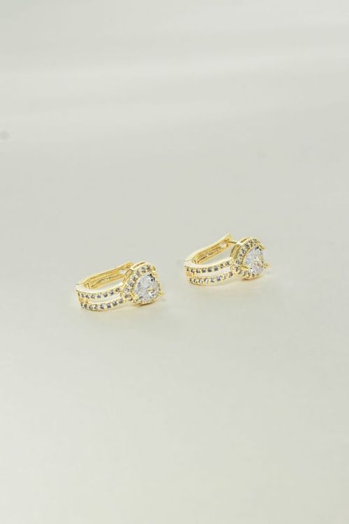 Brinco Argola Click Cravejado Com Coração